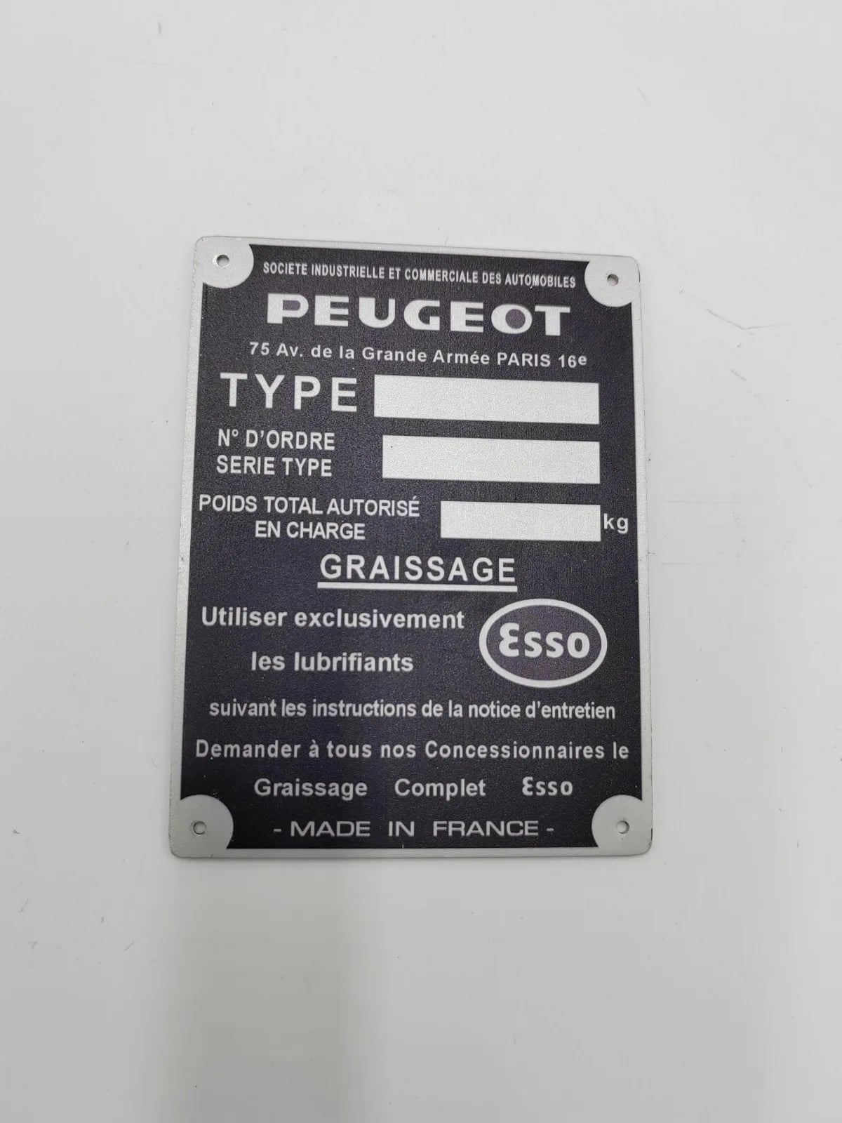 Constructeursplaat Peugeot 203 403 204 304 404 504