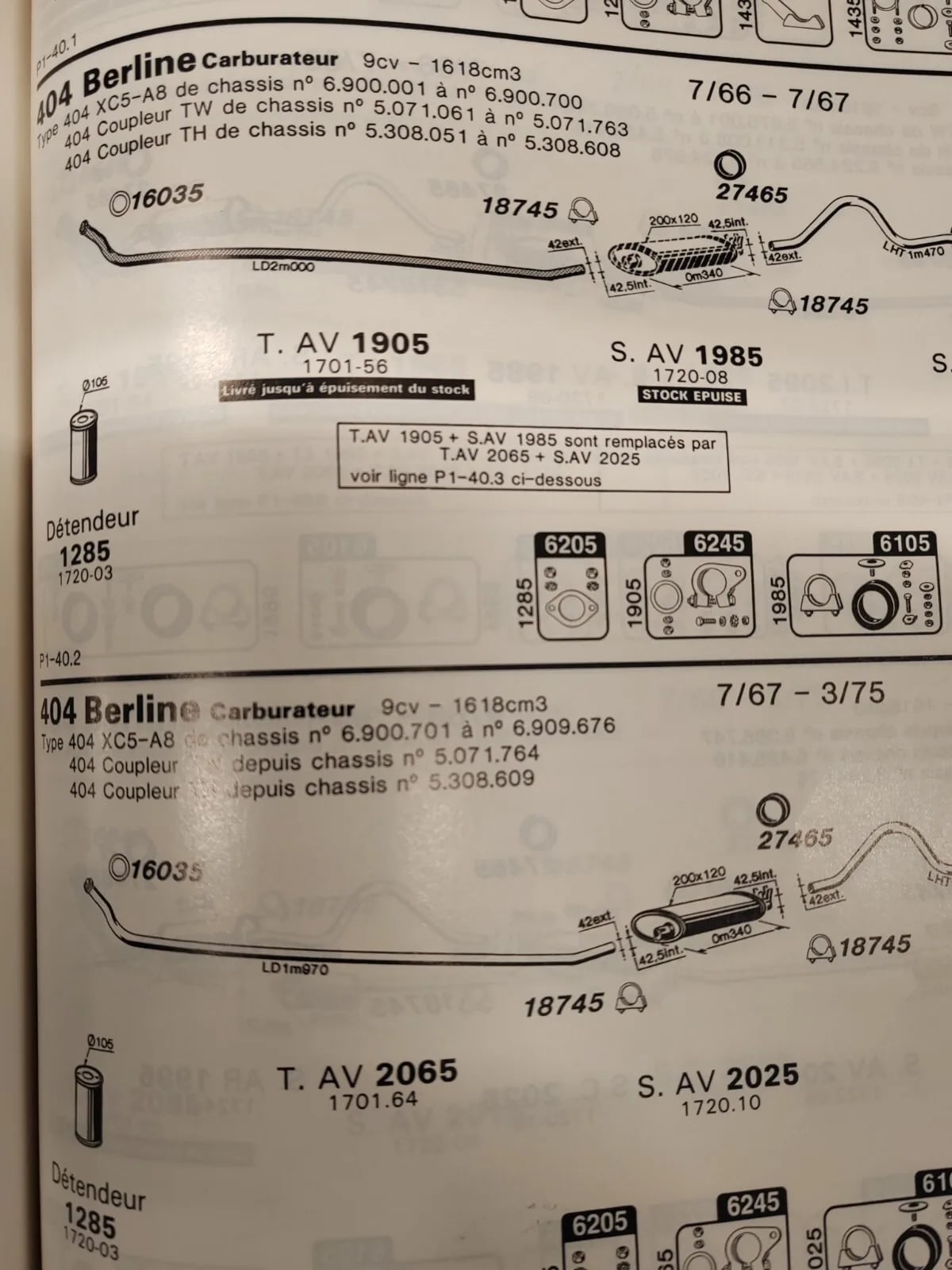 Vorderrohr Auspuff 404 Peugeot — Ansicht 6